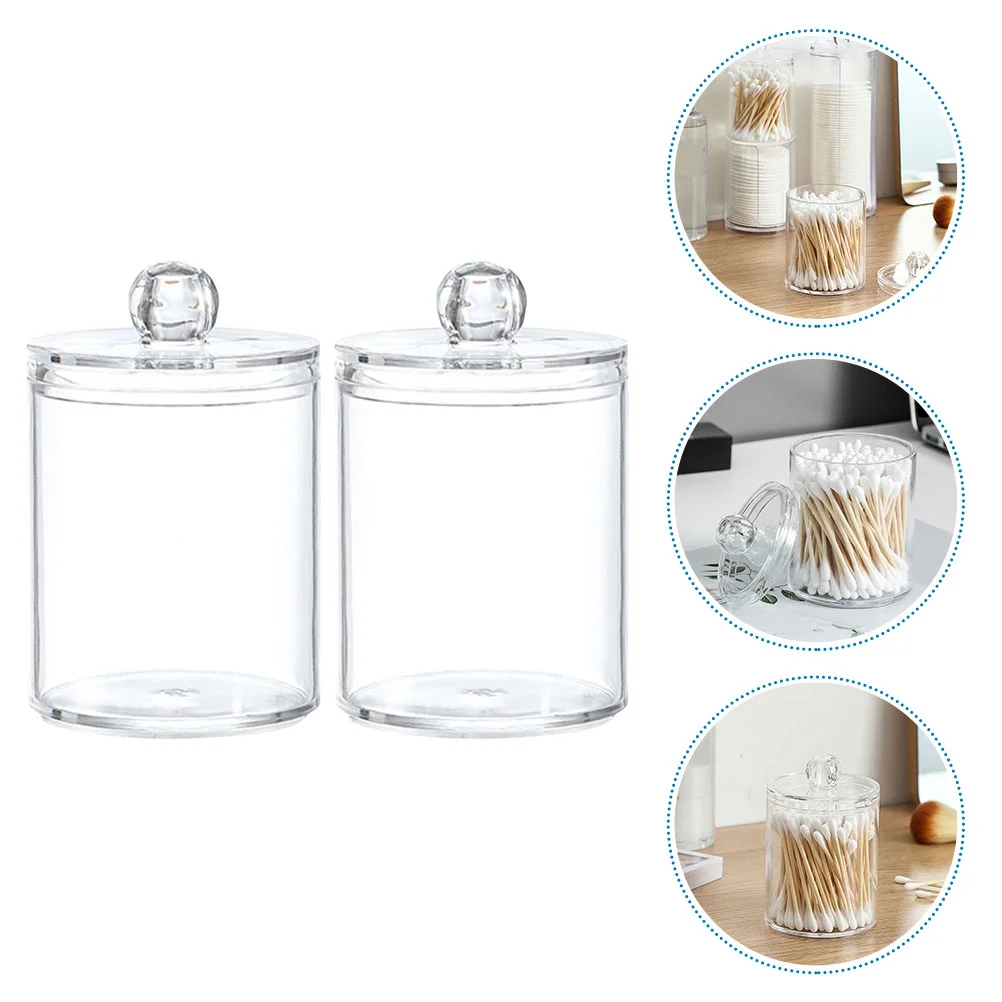 

2 Pcs Cotton Pads Ball Storage Box Makeup Container Swab Case Bracket Holder Tool Transparent Office Organizer