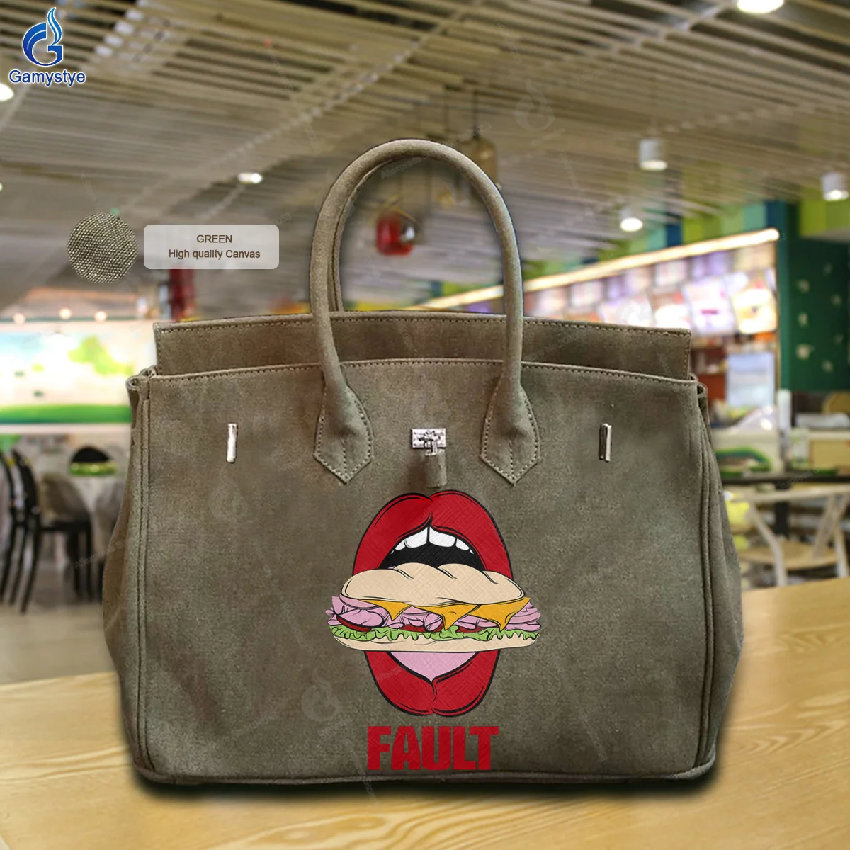 Graffiti Artisc Printed Food and lips Bags 100% Real Cowhide Leather Ladies purses and handbags Messenger Clutch Totes Gamystye