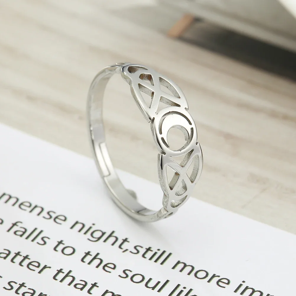 Skyrim Moon Irish Knot Stainless Steel Adjustable Ring Women\'s Fashion Retro Wedding Anniversary Gift Jewelry New 2025