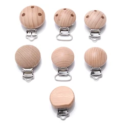 Attache-sucette en bois de hêtre pour bébé, 10 pièces, fermoir en métal, accessoires d'allaitement, à mâcher, DIY