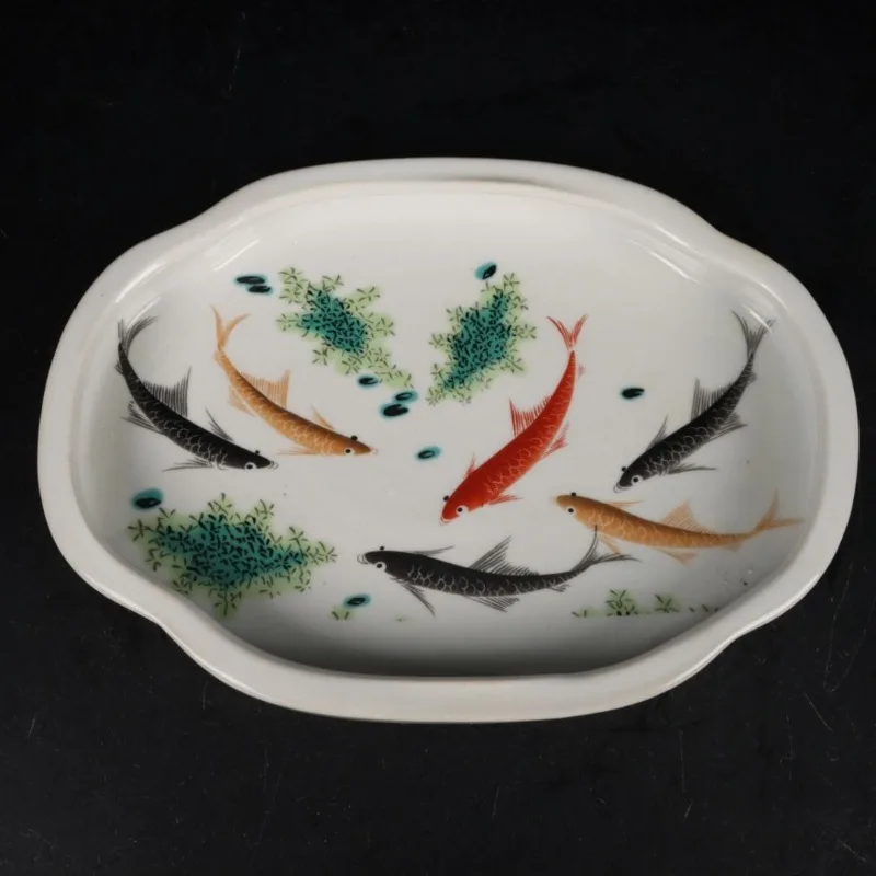 

Декоративная тарелка с пастельным рисунком рыбок, фарфор Jingdezhen, коллекция старинного фарфора.