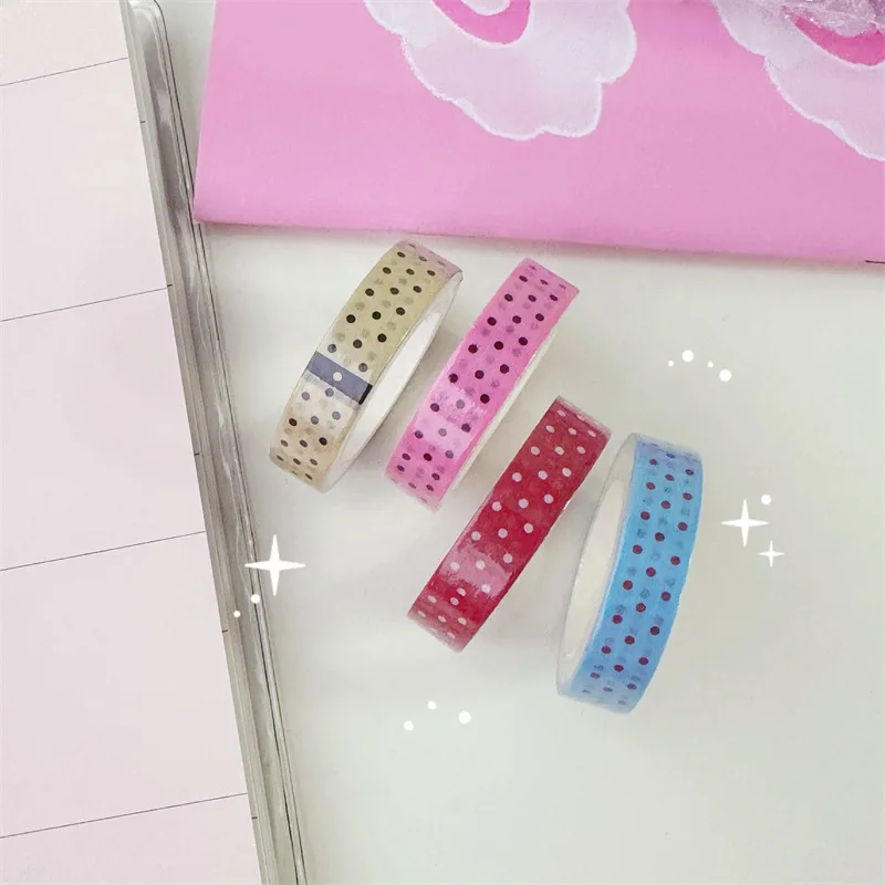 4 ピース/ロット 9 ミリメートル × 3 メートルシンプルなドット装飾粘着テープマスキング和紙テープ DIY スクラップブッキングステッカーラベル学校事務用品