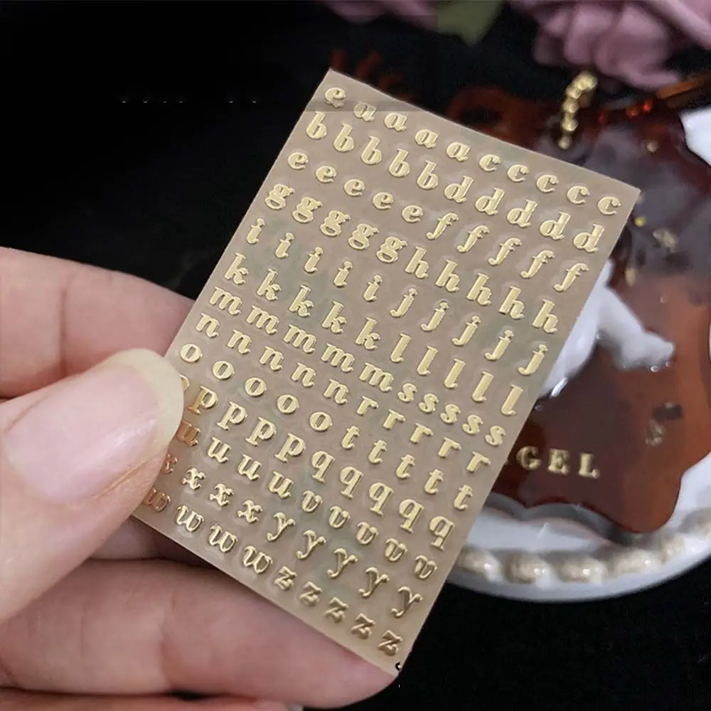 Filler English Letters Scrapbook decoration Gold&silver Labels Stickers Alphabet Sticker Number Sticker Epoxy filling sticker