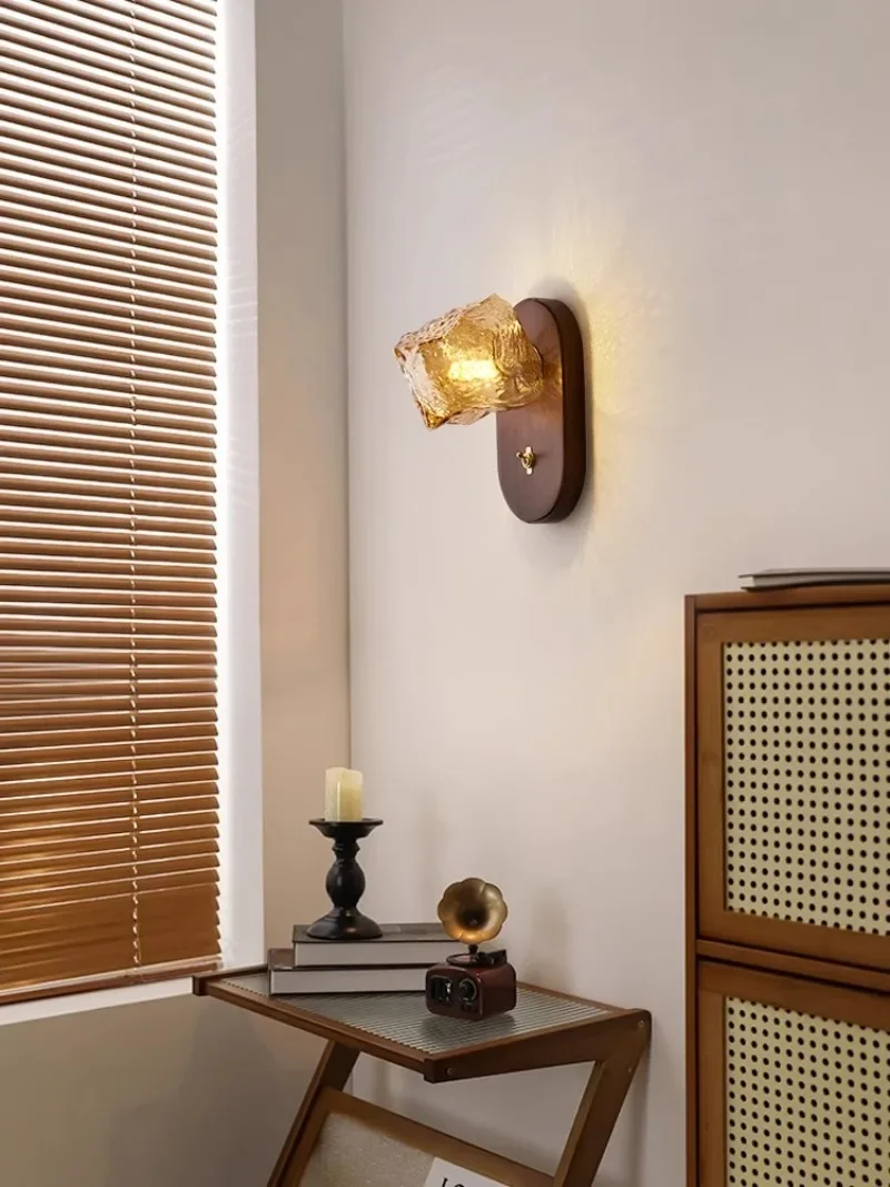 lampada da parete, retrò giapponese, semplice illuminazione da parete per sfondo soggiorno, camera da letto principale minimalista, luce ambientale sul comodino