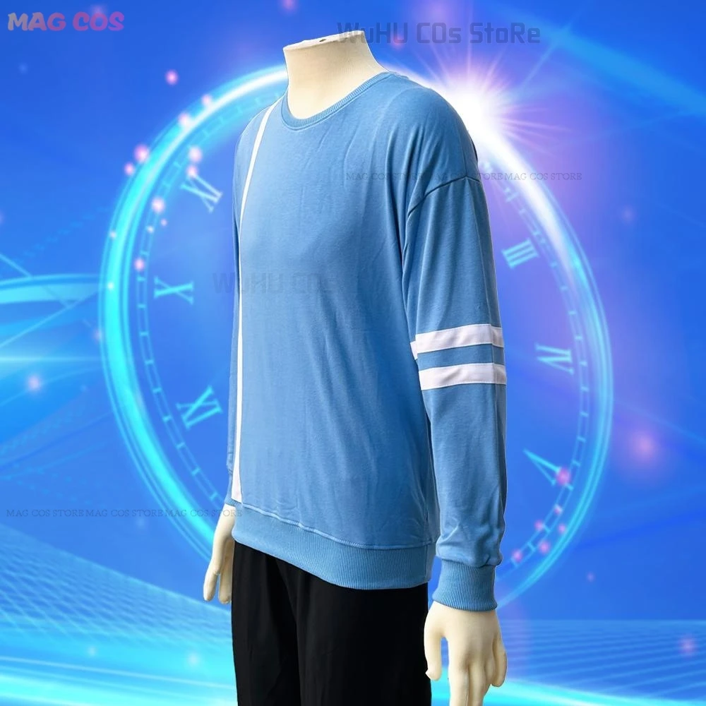 Anime Link Click Hikaru Blue Pullover Costume Wig Halloween Yujin Lucas Lu Guang Cosplay Expo Con Cosplay Outfit Suit Bridon Arc