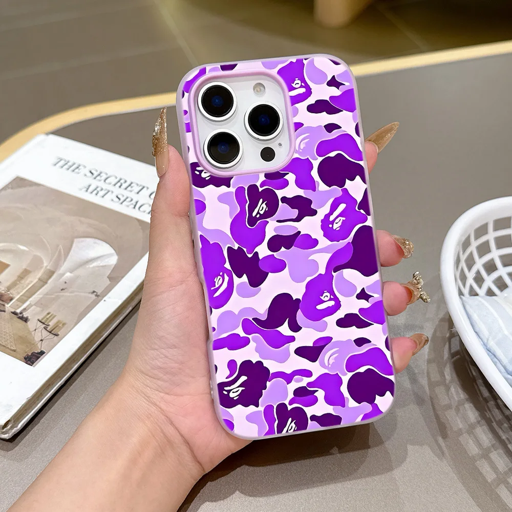 Modische Leoparden-Matte Bonbonfarben 2-in-1 Handyhülle für A-BAPES-Cool iPhone 18 17 17e Air 16e 16 15 14 13 Plus 12 11 Pro XR Max – Detail 4