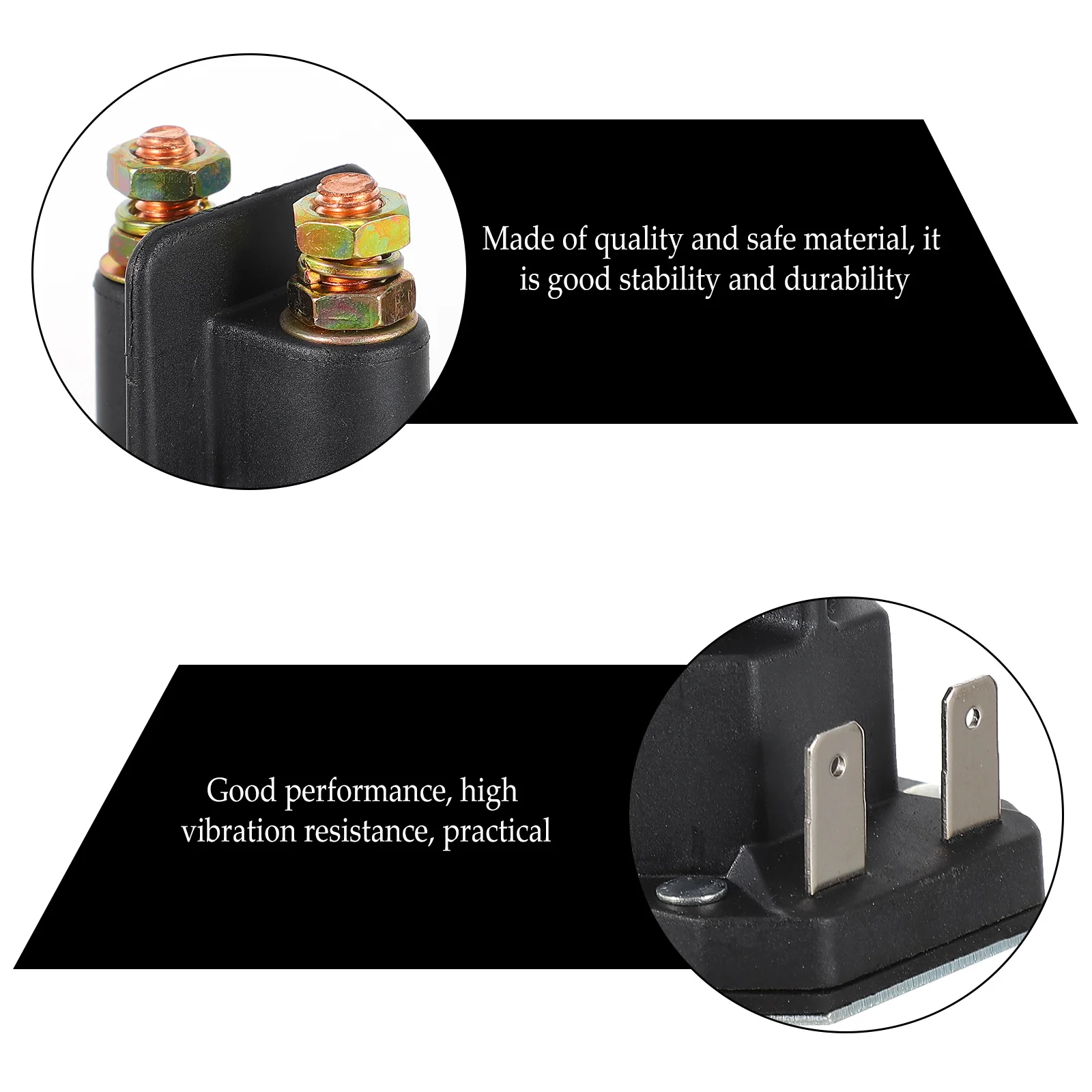 

Solenoid Valve Relay Starter Replacement for Lawn Mower Golf Cart Black High Vibration Resistance Easy Install Practical