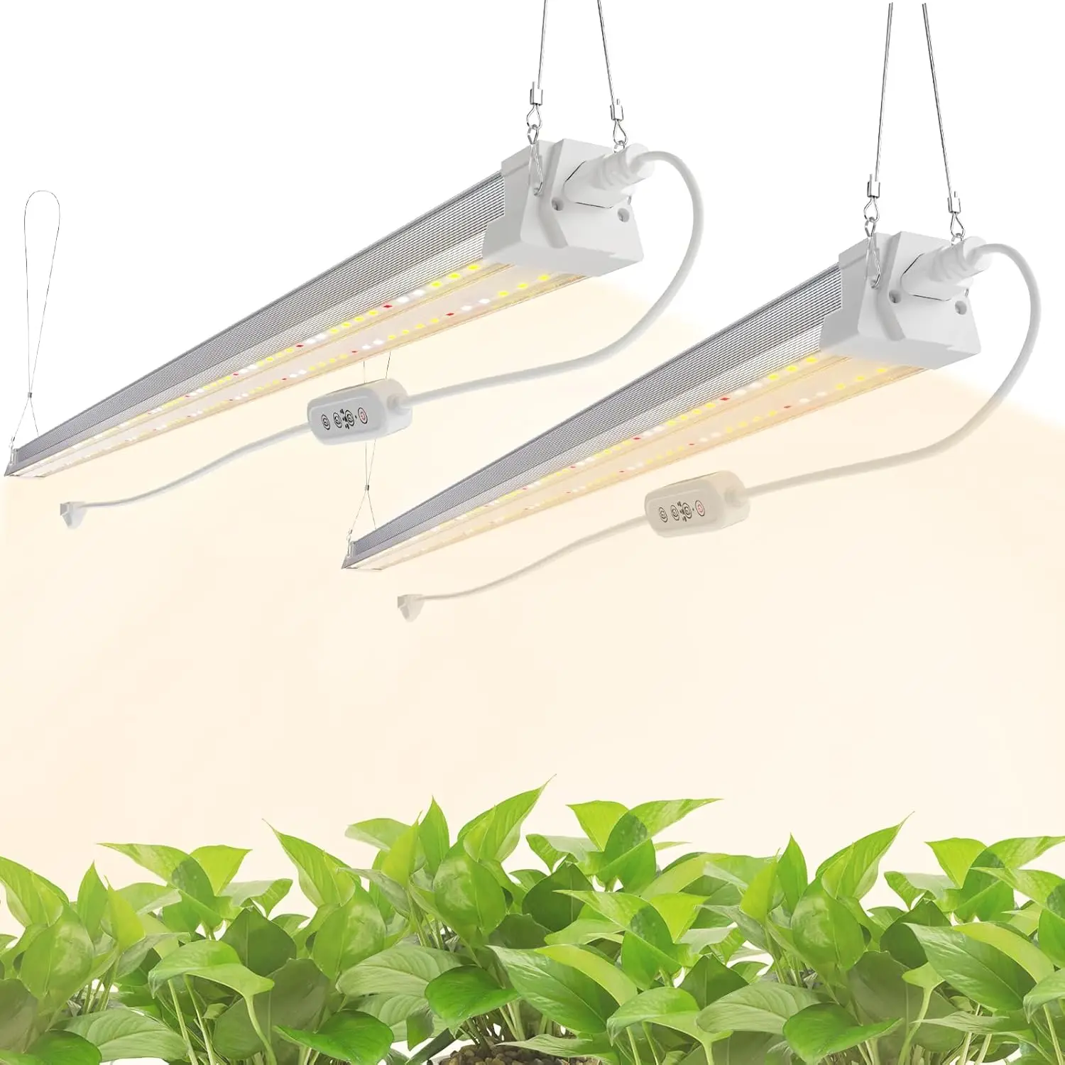 

2-Pack 4FT LED Grow Light with Timer, Full Spectrum for Indoor Plants, Linkable Hydroponic Lamp