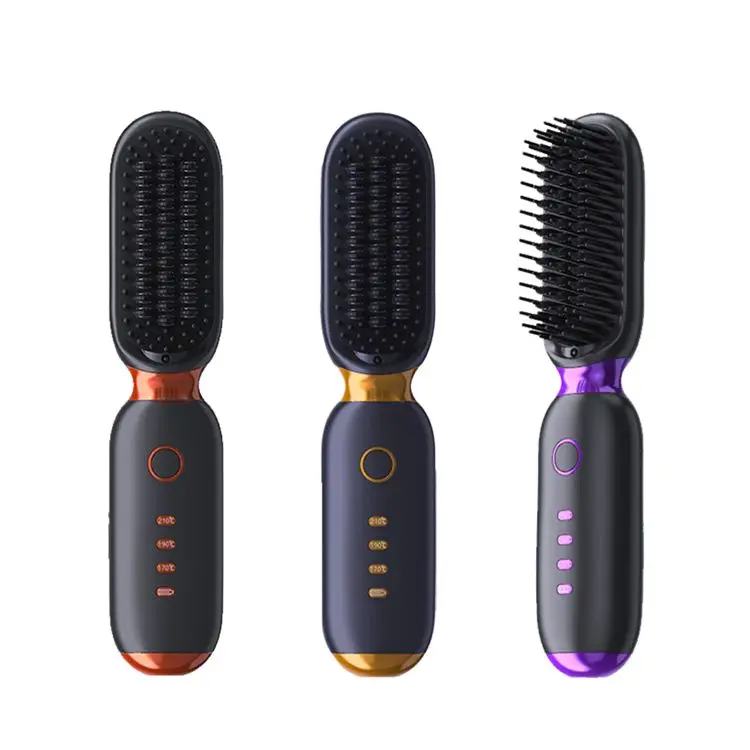 Portable Cordless 2-in-1 Hair Brush Straightener Fast Heating Ceramic Plate Negative Ion for Home Hotel Use USB Power Source - view 2