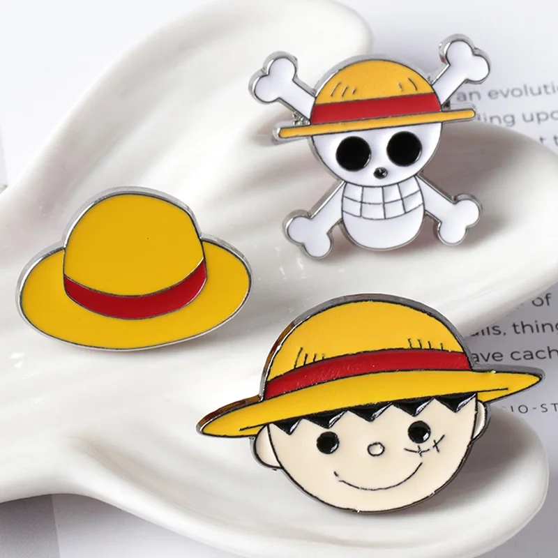 11style One Piece Luffy Skeleton Enamel Brooch Stitch Pin Lapel Pin Cartoon Badge Backpack Decoration Jewelry Accessories Gift