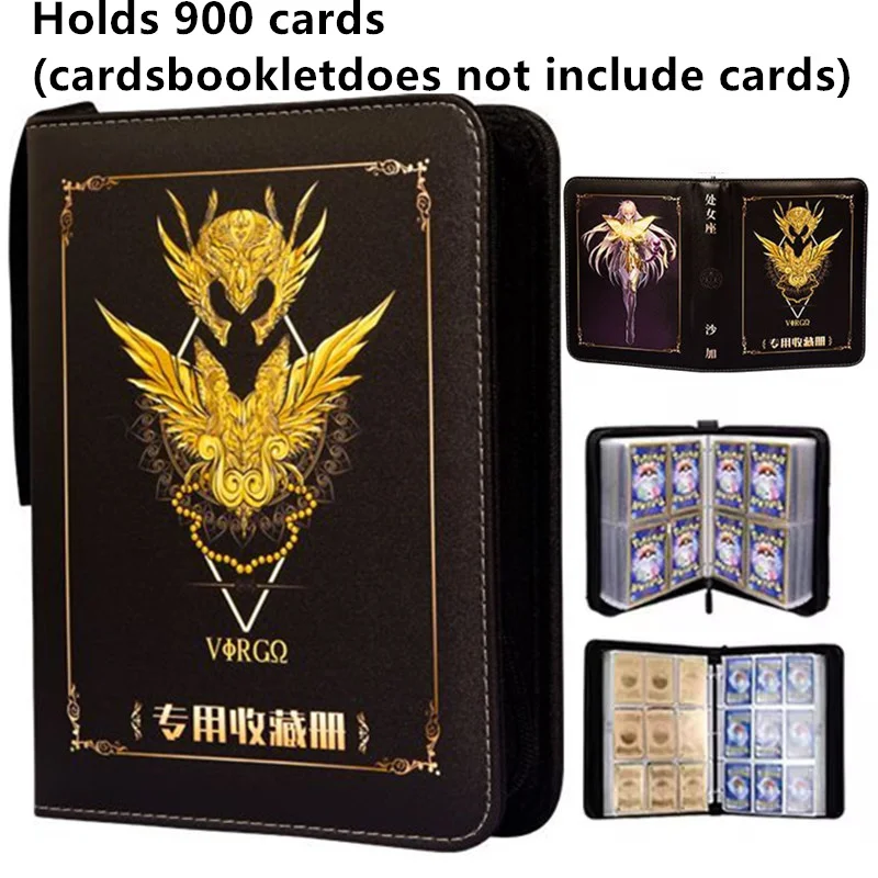 900pcs Saint Seiya Card Album Book Folder 9 Card Slots Collections Zipper Double Pocket Zipper Card Binder Holder