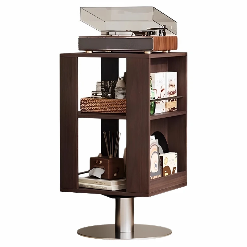 

Medieval solid wood bedside table, rotating side cabinet, Bauhaus household bedroom, bedside shelf, narrow storage cabinet