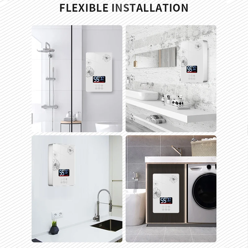 220 โวลต์ 6000w การออกแบบใหม่ความต้องการสูงผลิตภัณฑ์ประสิทธิภาพสูงน้ําร้อนไฟฟ้าเครื่องทําน้ําอุ่น Tankless ทันที App