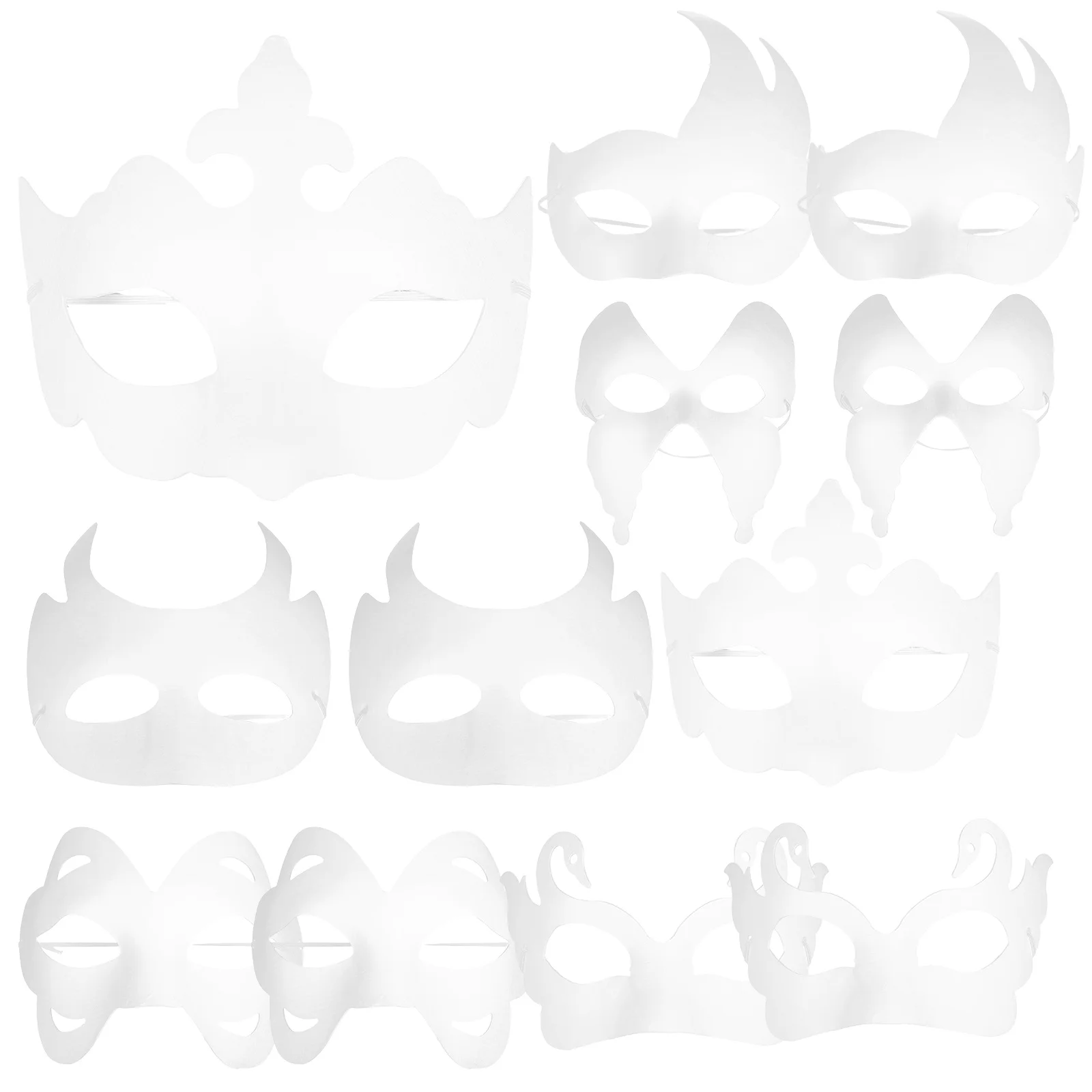 12pcs 빈 가장 무도회 마스크 흰색 DIY 파티 성인 공예 할로윈 얼굴 낙서 Diy 가장 무도회 마스크 흰색 마스크