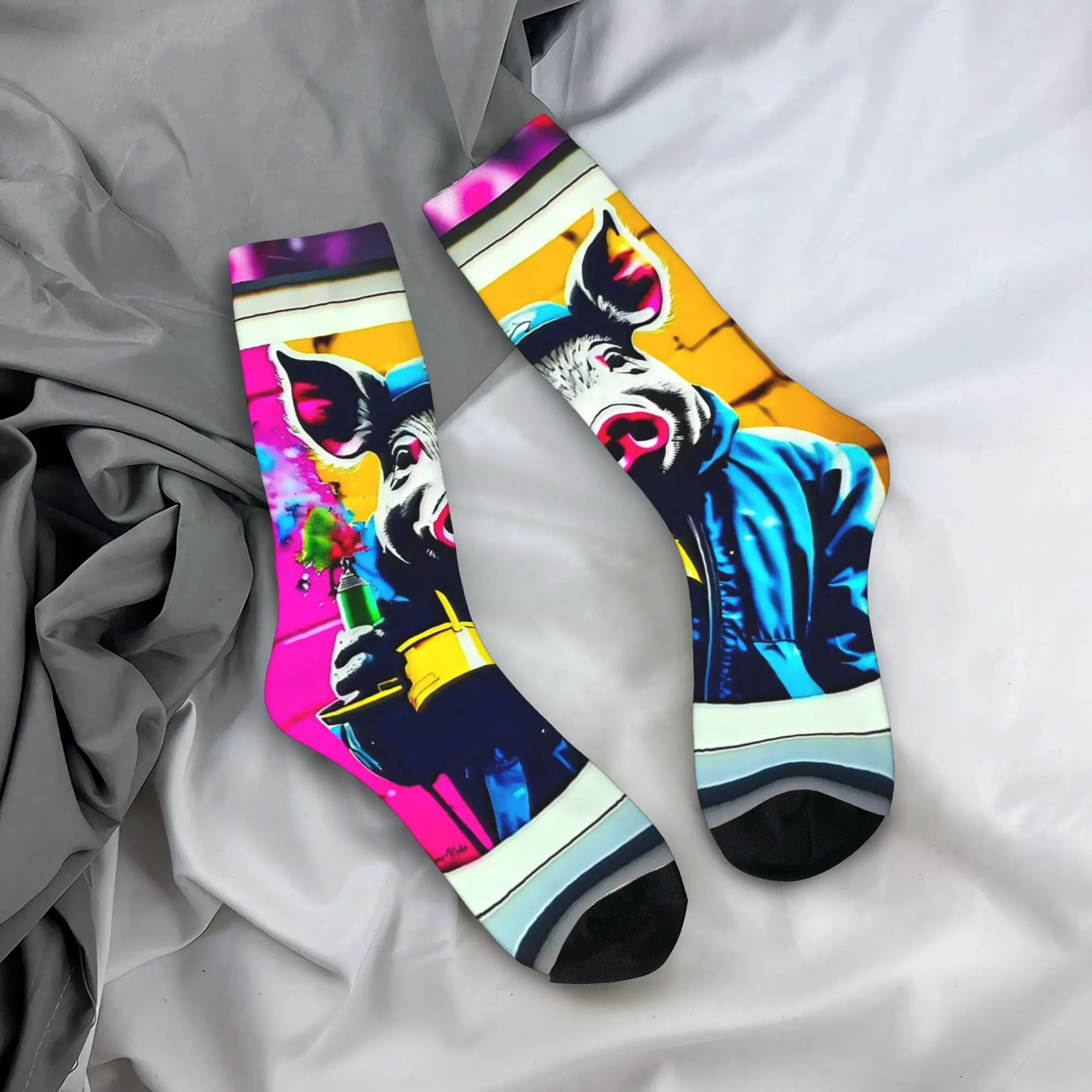 

Носки на все сезоны с аниме-принтом: маска от газа, поросенок, длинные носки в стиле Харадзюку, аксессуары для мужчин и женщин, подарок на день рождения