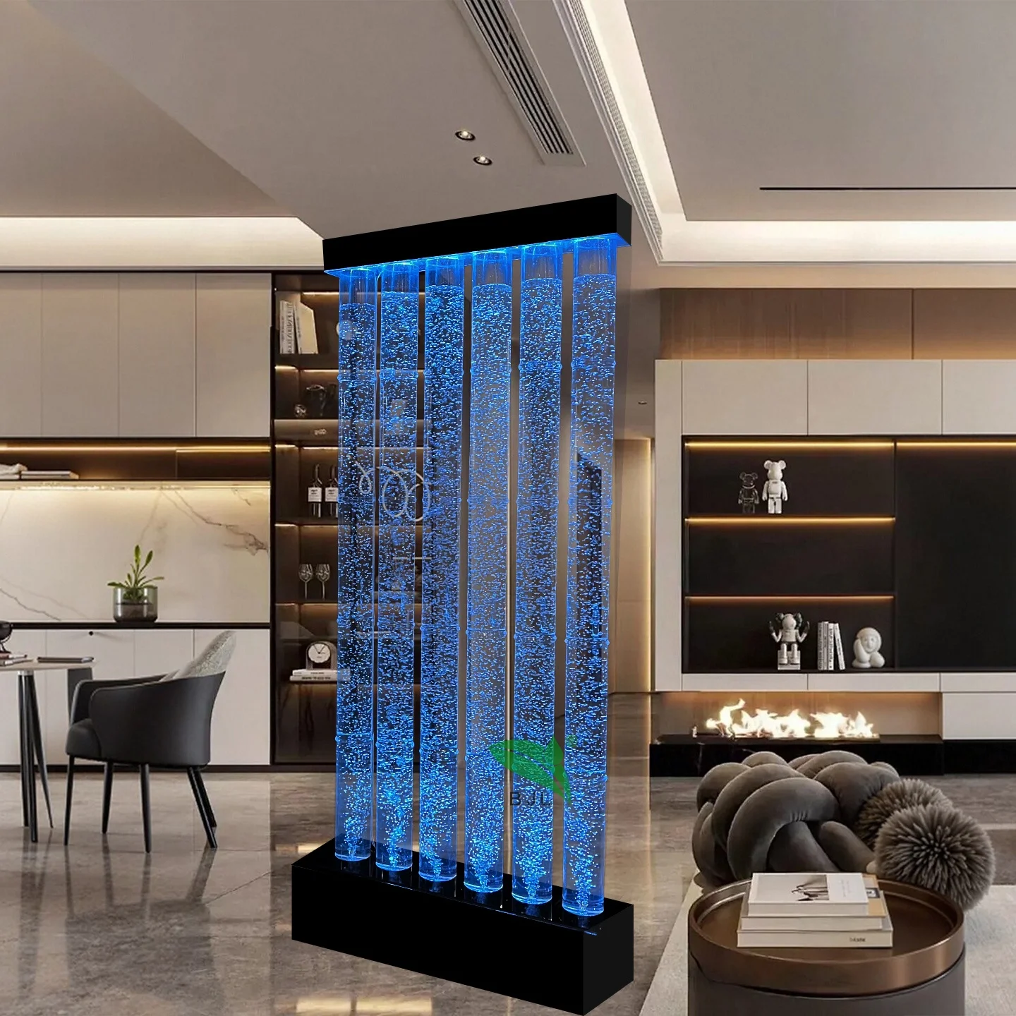 

Customization.New Waterfall Water Bubble Wall Decorative RGB Lights Bubble Air Pump Customized Acrylic Waterfalls Room Divider