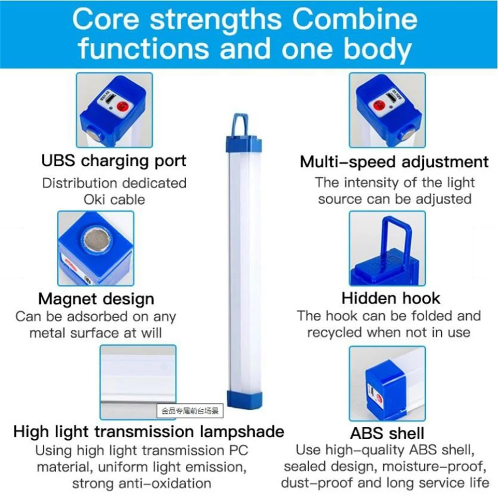 T5 conduziu a luz da noite do tubo, 15/30/50cm luz de emergência portátil longa, usb recarregável, para camping e pesca