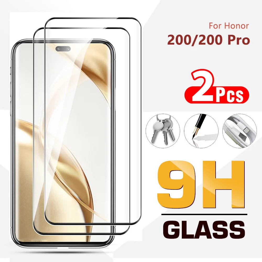 2pcs For Honor 200 Pro screen protector For Honor 200 200 pro honar honor200 200pro Full glue curved protectve glass phone film