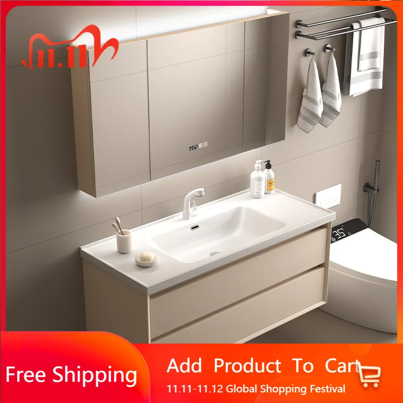 

Роскошный умный шкаф для ванной комнаты для спальни, керамический встроенный умывальник, деревянный органайзер для туалетного столика для ванной комнаты Gabinete, модная мебель