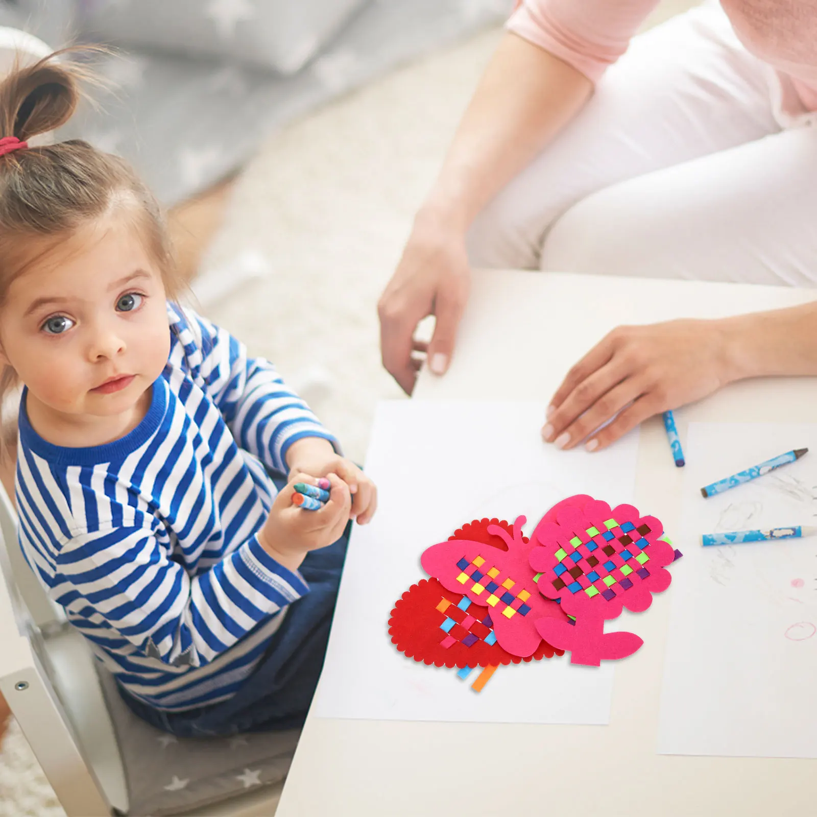 6 قطع من النسيج الإبداعي المحبوك على شكل قلب وزهرة الفراشات للأطفال في وقت مبكر التعليمية للأطفال الصغار هدية عيد الحب لرياض الأطفال #2