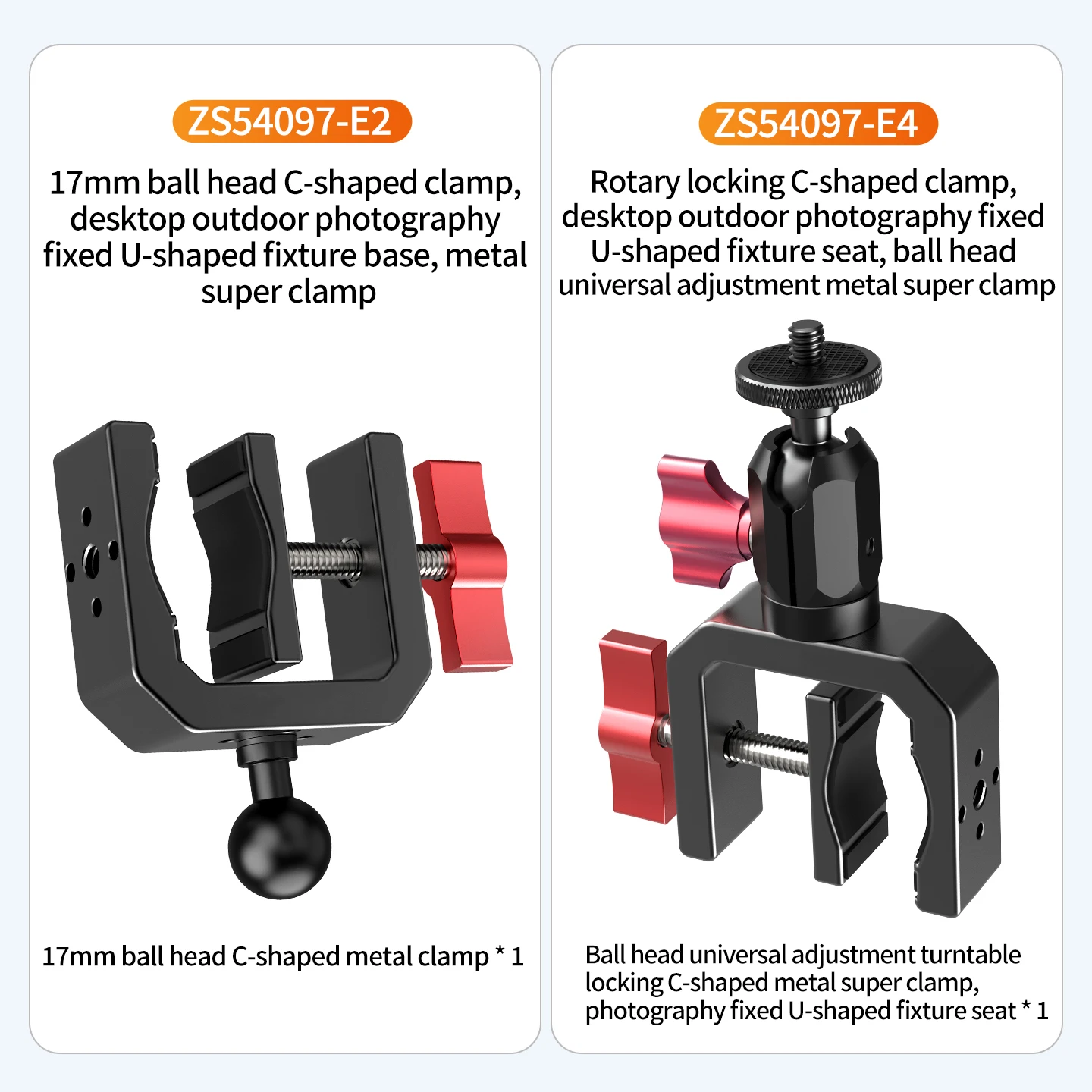 Aluminium C-Klemme mit Rutschfester Silikonauflage für GoPro DJI Action-Kamera DSLR Handy Aufhellungslicht Mikrofon Desktop Lenkerhalterung – Detail 2