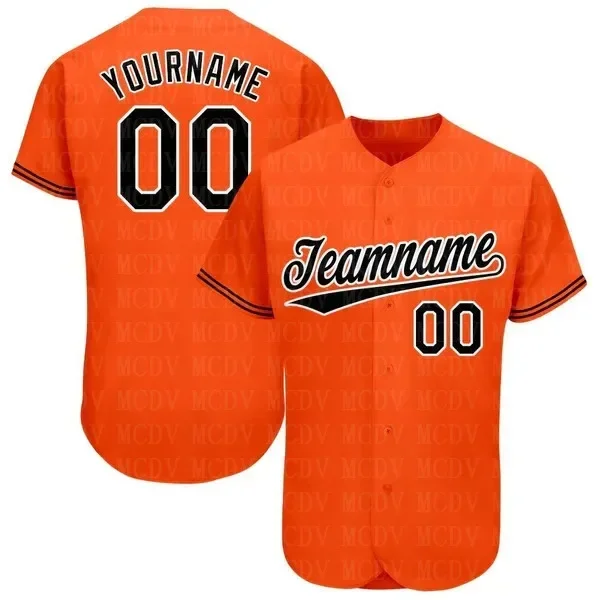 Custom Orange Black-White Baseball Jersey 3D Printed for Men and Women Shirt Casual Team Shirts Sport Unisex Tops