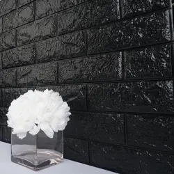 1pc 70*100cm 3D Self-Adhesive Wall Sticker With Black Brick Pattern Waterproof Background Wallpaper Home Decor DIY Art Decor
