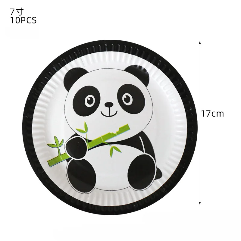 Panda-Thema, Einweggeschirr, Pappteller, Tassen, Servietten, Kuchendekoration, Babyparty, Kindertier-Thema, Geburtstagsparty-Dekoration – Detail 3