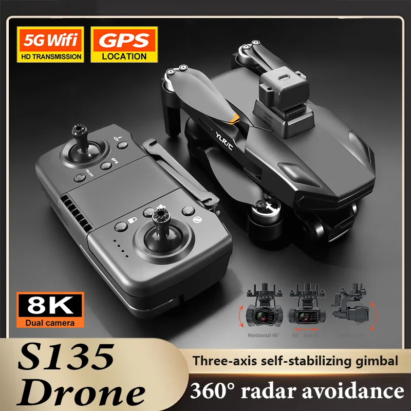 New S135 8K HD camera Drone 5G FPV GPS Return 360° radar avoidance avoidance Profesional Brushless Motor Quadrotor Dron Gift
