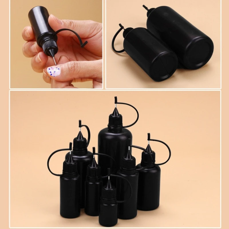 10/20/30/50/100ML Black Resuable Needle Tip Glue Applicator Plastic Bottle for Paper Quilling DIY Scrapbooking Paper Craft Tool