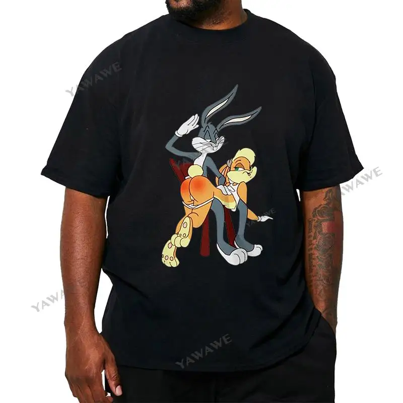 men cotton t-shirt new Bugs Bunny Spank Cartoon Punishment men's t shirt summer fashion black teeshirt euro size drop shipping