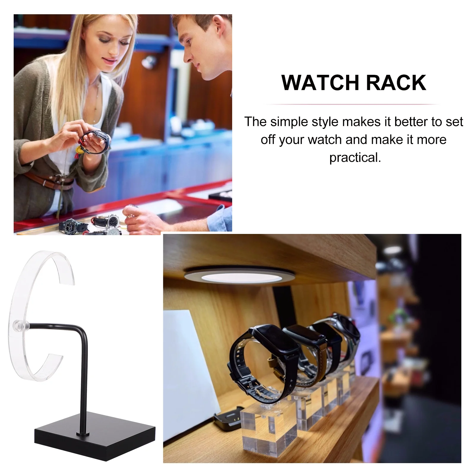 1 قطعة رف عرض الساعات المعدنية السلس إنهاء أسلوب بسيط حامل ل حامل الساعات سوار عرض الرف جمع المنظم #3