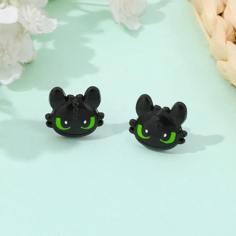 Pendientes de Metal Esmaltado con Diseño de Dientes de Dibujos Animados, Lindos Pendientes de Personajes de Anime, Joyería de Regalo para Niñas, Accesorio Festivo