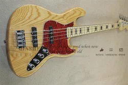 Natural bass 4 stings bass ASH Wood Body Maple Neck Chrome Bridge Red tortoise shell pickguard active battery