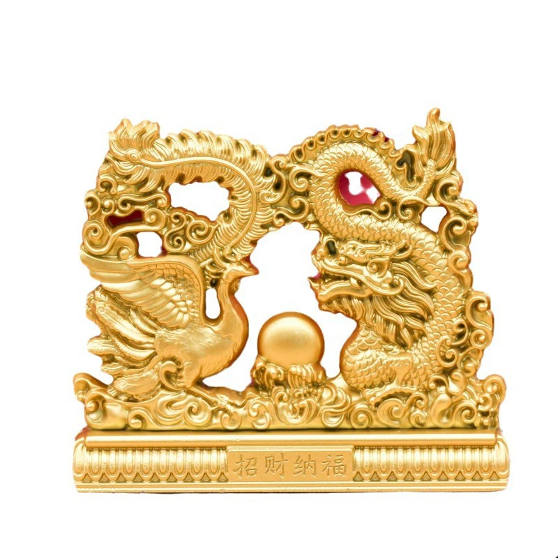 زخارف تنين وفينيكس بنمط عتيق ، زخارف ميمونة ، سطح مكتب ذهبي ، نحت صغير ، ديكور منزلي ، شرفة ، مشغولات ديكور