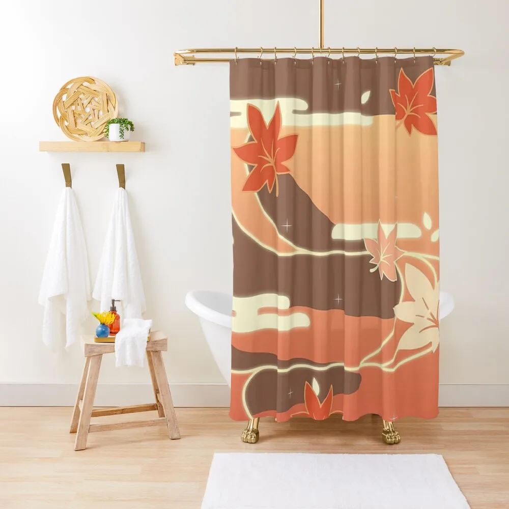 

Kaedehara Kazuha Maple Pattern Shower Curtain Bathroom For Shower Bathtub Anti-Mold Waterproof Shower Bathroom Deco Curtain