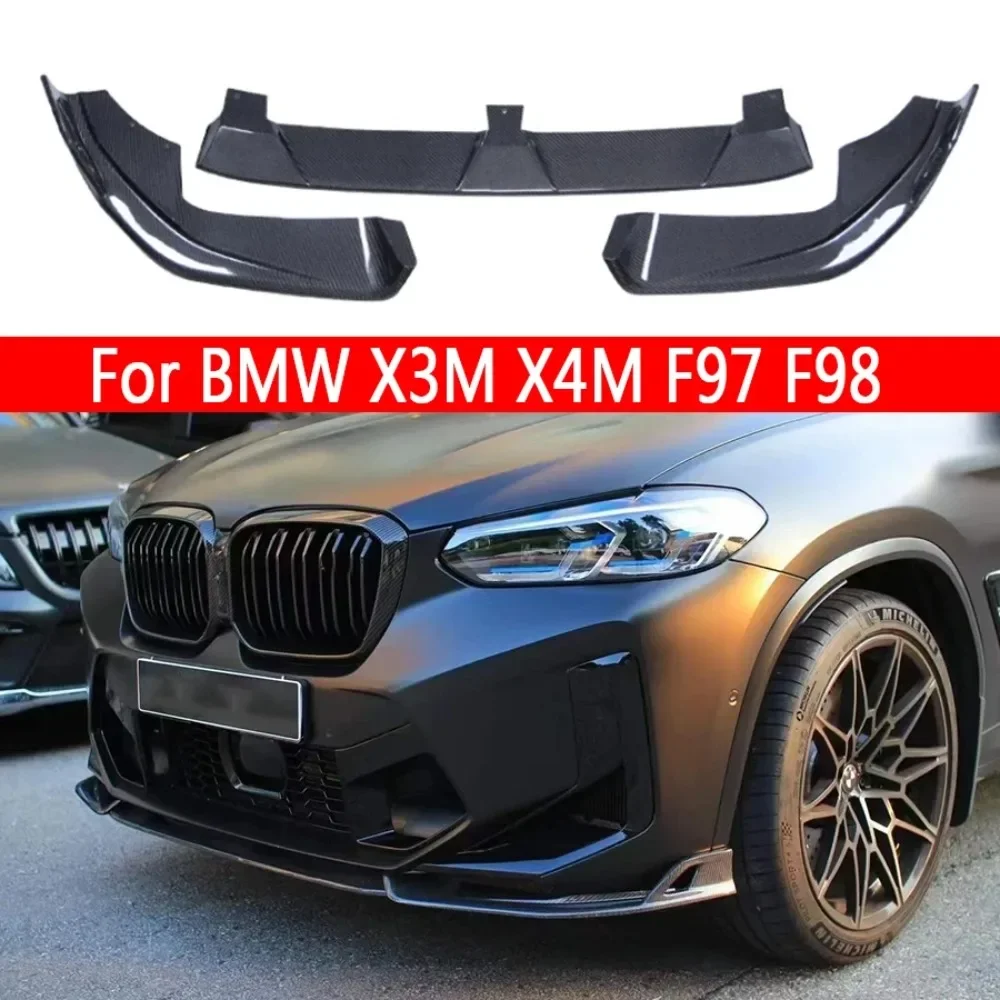 

Для BMW X3M F97 X4M F98 2022 + углеродное волокно автомобильный передний бампер переключающий спойлер диффузор передняя губа обновление подбородка Комплект кузова