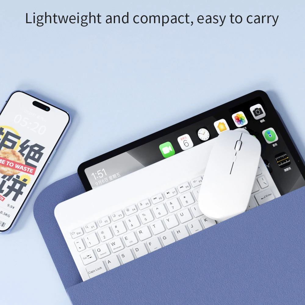 مجموعة لوحة مفاتيح وماوس بلوتوث لاسلكية عالمية لأجهزة iPad وXiaomi وSamsung وLenovo اللوحية - لوحة مفاتيح مكتبية متعددة الألوان