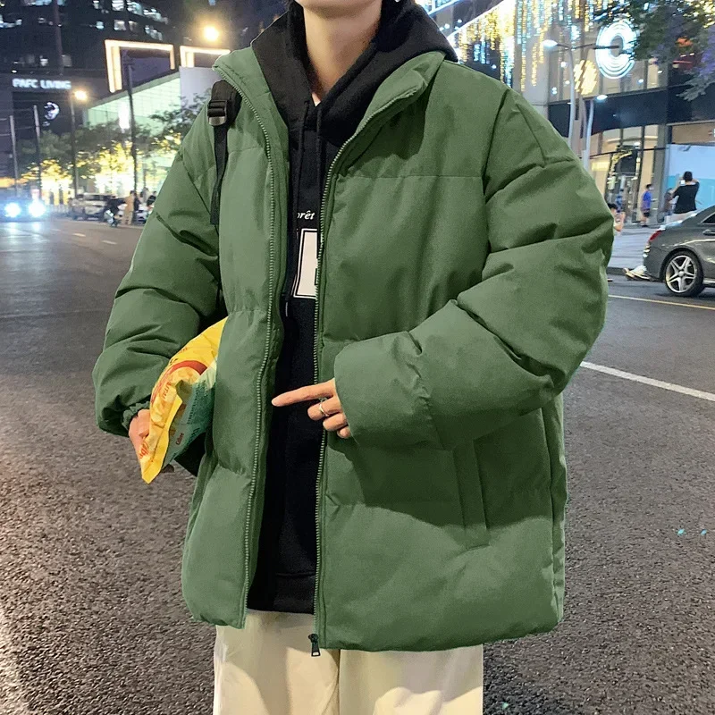 Harajuku Bread Parkas Men Warm Thicken Cotton Coats Oversized Winter Casual Jacket Male Streetwear Stand Collar Coat Mens Parkas