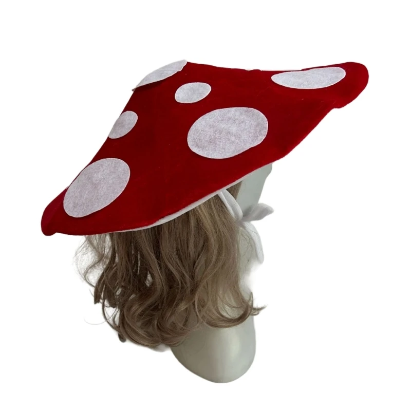 Soft Plush Toadstool Hat Adult Unisex Mushroom Hat Headgear for Outdoor Activity H7EF