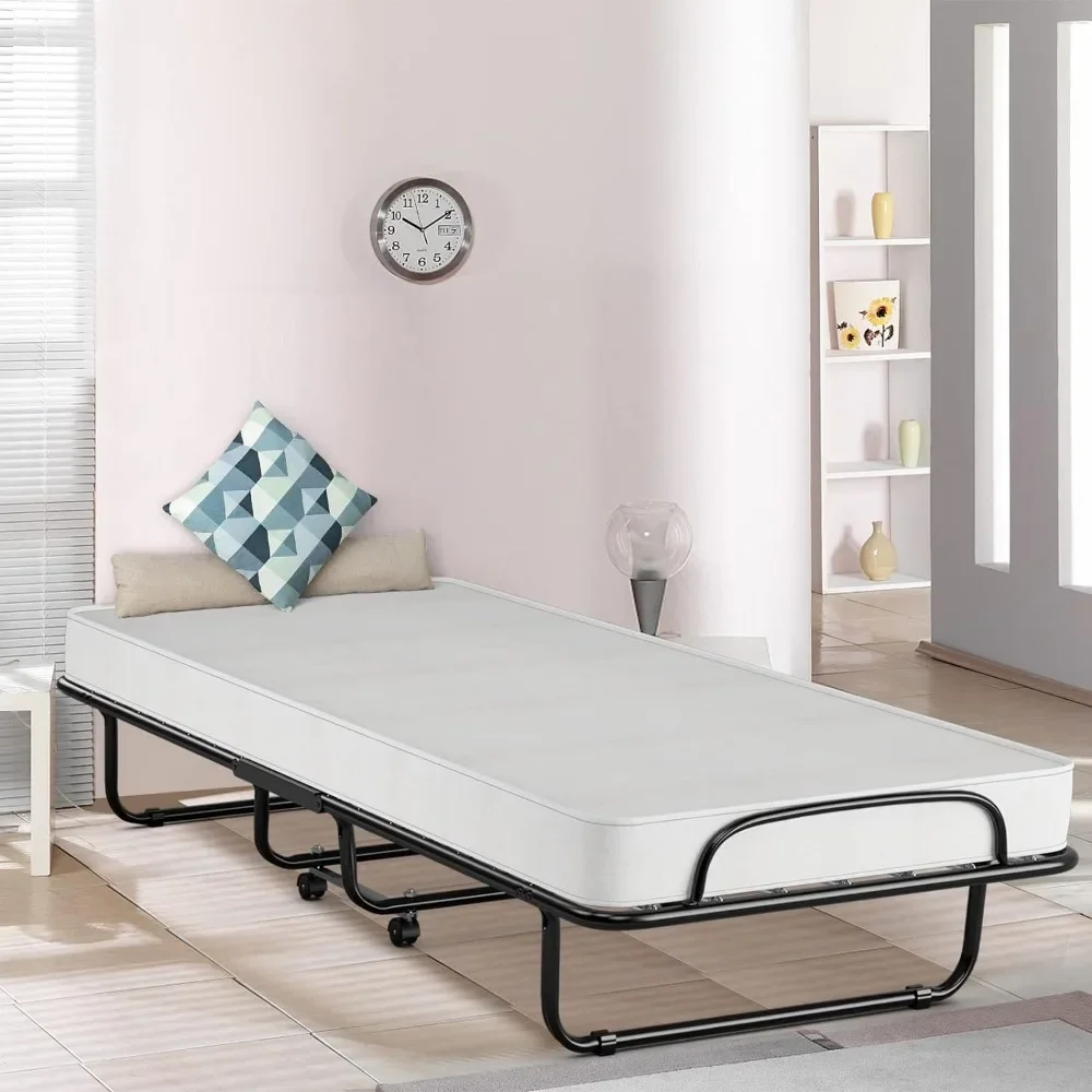 Lit roulant pliable avec matelas en mousse à mémoire de forme pour adultes, fabriqué en Italie, sans fret, meubles de chambre à coucher, maison