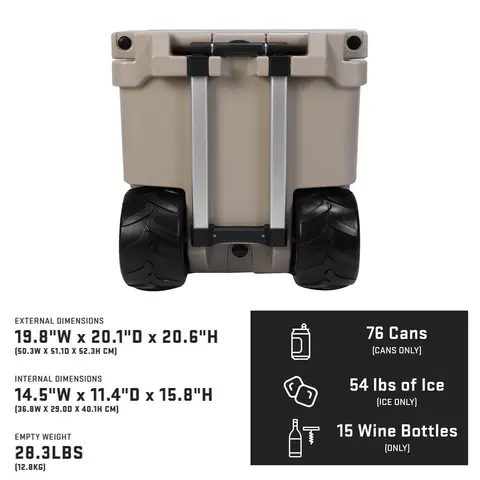 5L Insulated Wheeled Cooler with Wheels and Handle Ice Chest with Retractable Handle Outdoor Portable Cooler Box for Outdoor Use