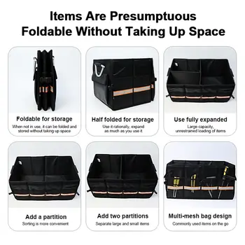 Přenosný víceúčelový skládací úložný box do kufru auta, venkovní cestovní organizér do kufru pro nákladní automobily a SUV 10 nejlepší prodej Organizér do kufru Toyota Camry - №5