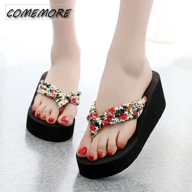 2024 Platform Sandal Women Slipper High Heel Summer Shoes Fashion Wedges Slippers Black Home Bathing Flip Flops Zapatillas Beach