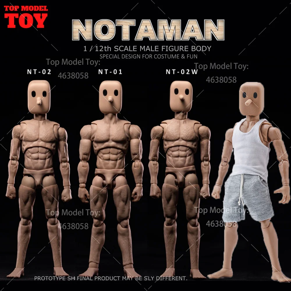 Notaman NT-01 NT-02 NT-02W 1/12 Square-headed Joint Body Vest Shorts Model  6'' Male Soldier Action Figure Flexible Body Dolls