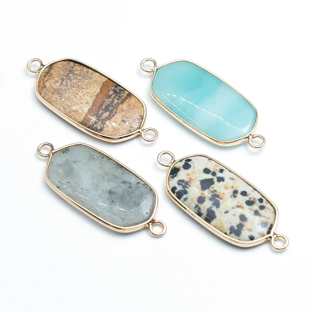 

16x39mm Rectangle Connectors 4 Types Of Natural Stone Charms Women Men Jewelry Making DIY Necklace Bracelets Accessories