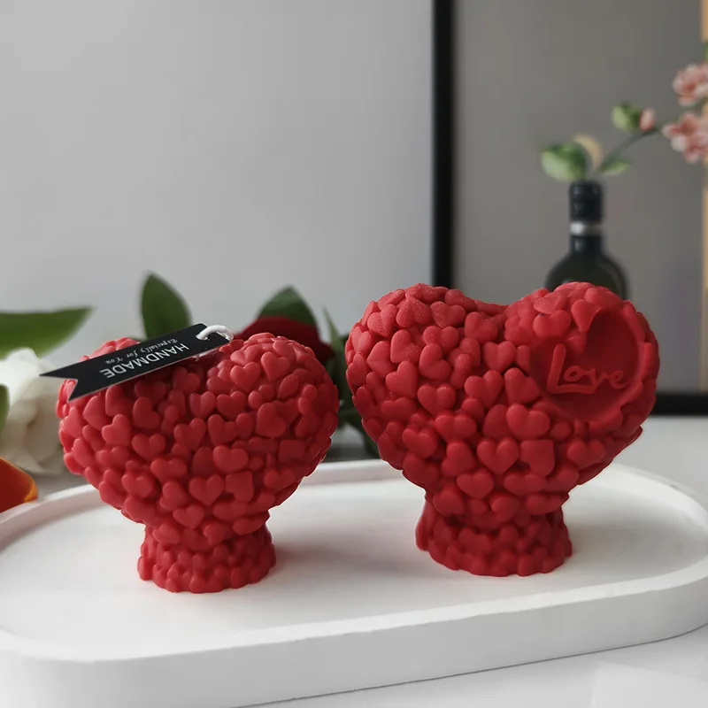 Valentine\'s Day Love Rose Silicone Candle Mold 3D Love Flower Chocolate Cake Fudge Making DIY Soap Gypsum Resin Crafts Molds