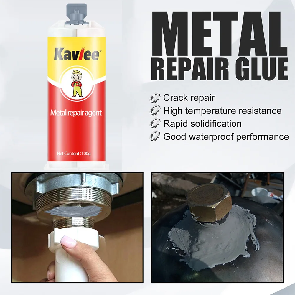 Metal Repair Adhesive Corrosion Preventive Casting Repair Glue Heat Resistance Quick Drying Waterproof for Steel Iron Aluminum