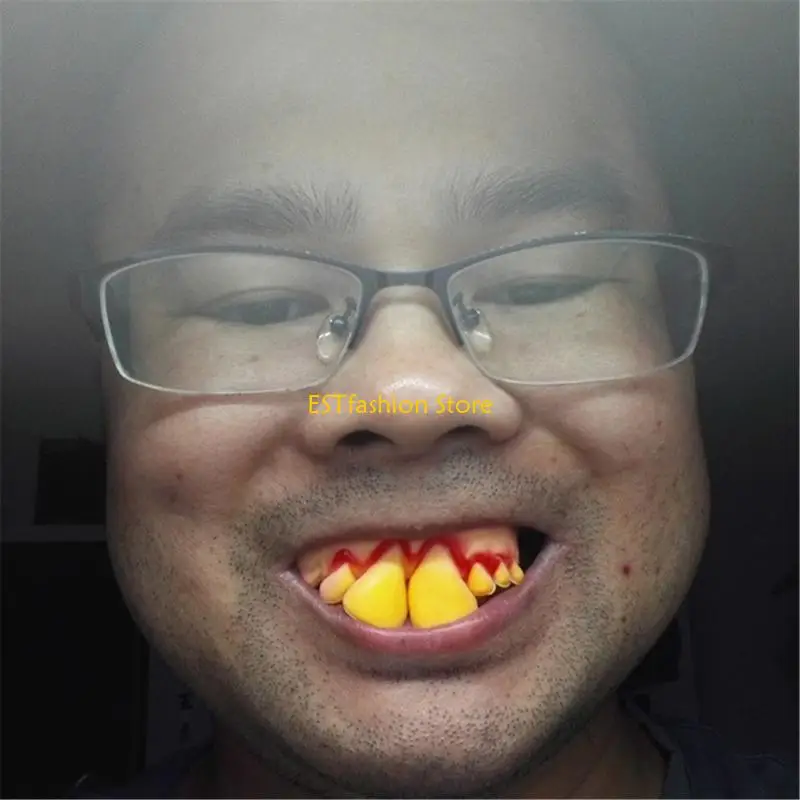 Y5GC 8/10/12Pcs Ugly Teeth Funny Gag Teeth Halloween Dentures for Cosplay Party