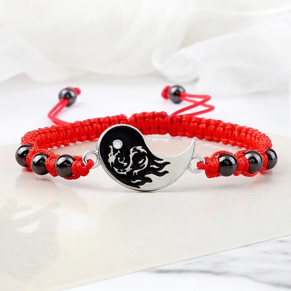 Vintage zwart-wit handgemaakte armband Dragon Tai Chi Yin Yang verstelbare gevlochten armbanden charme dames heren sieraden vriendschapsgeschenk